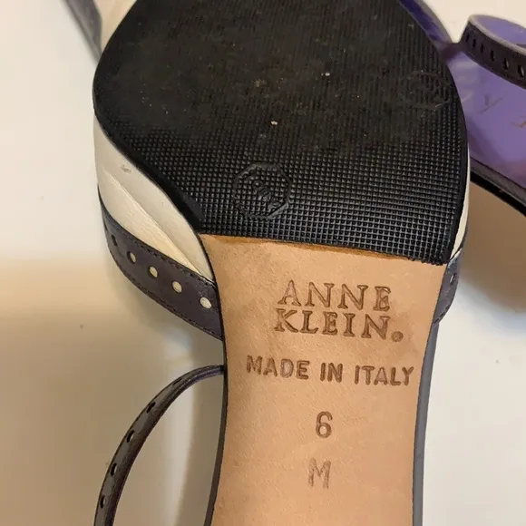 ANNE KLEIN LEATHER WINGTIP SPECTATOR HEELS PINUP LAVENDER &amp; WHITE SHOES SZ 6M