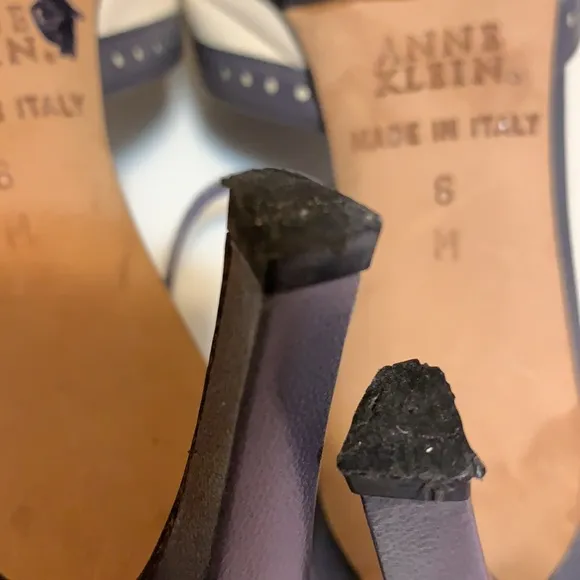 ANNE KLEIN LEATHER WINGTIP SPECTATOR HEELS PINUP LAVENDER &amp; WHITE SHOES SZ 6M