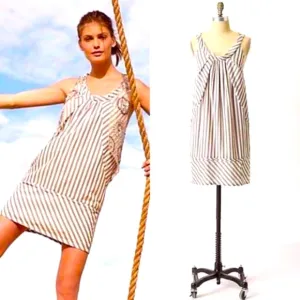 Anthro Maeve Gray Abstract Slate Striped Shift Tunic Dress Sundress