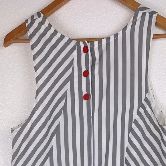 Anthro Maeve Gray Abstract Slate Striped Shift Tunic Dress Sundress