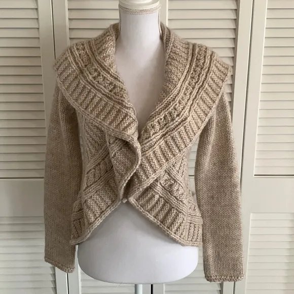 Anthropologie Elsamanda Chunky Soft Oatmeal Made in Italy Knit Sweater Size S