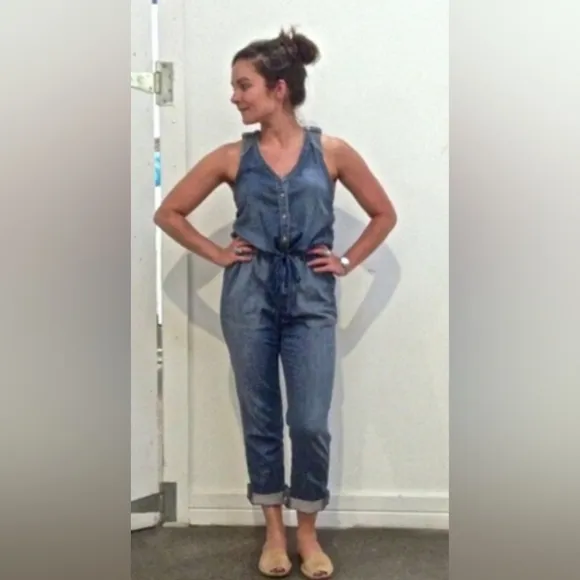 Anthropologie Holding Horses Blue Jean Denim Overalls Jumpsuit Jumper Women Sz 2