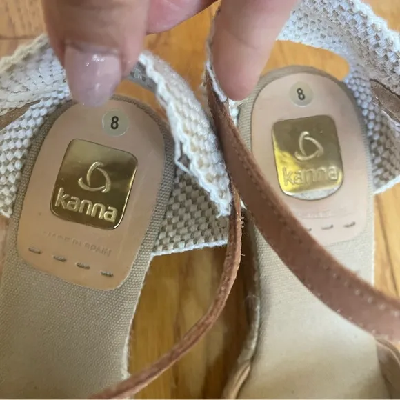 Anthropologie Kanna beige suede platform espadrille wedge sandals size 38 / 7.5