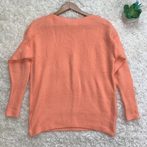 Anthropologie Naomi peach orange merino wool blend boat neck sweater