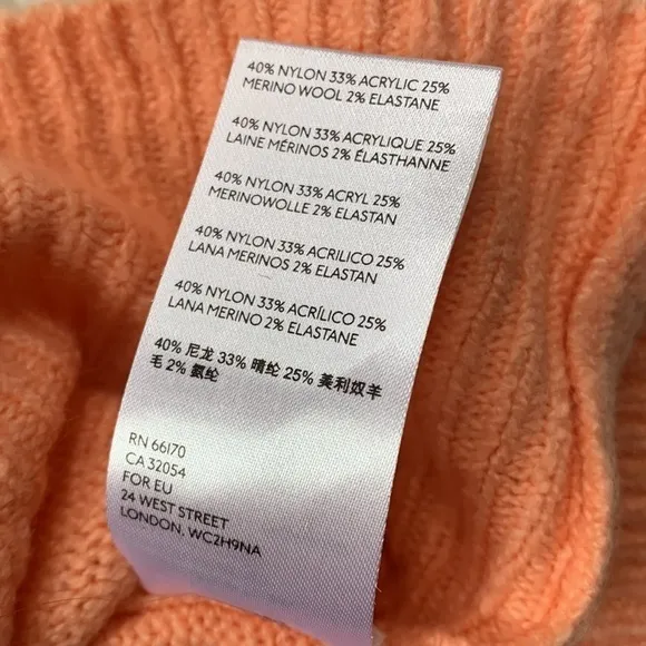 Anthropologie Naomi peach orange merino wool blend boat neck sweater