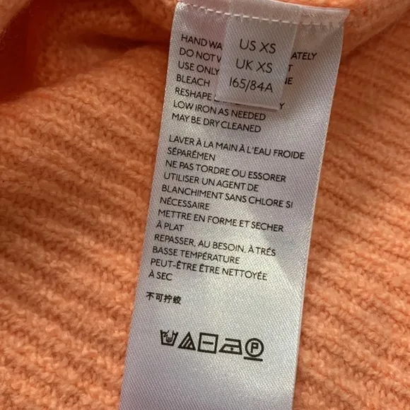 Anthropologie Naomi peach orange merino wool blend boat neck sweater