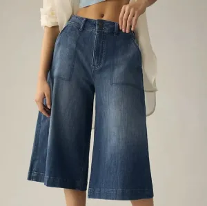 Anthropologie Pilcro Denim Cropped Utility Culottes Jean