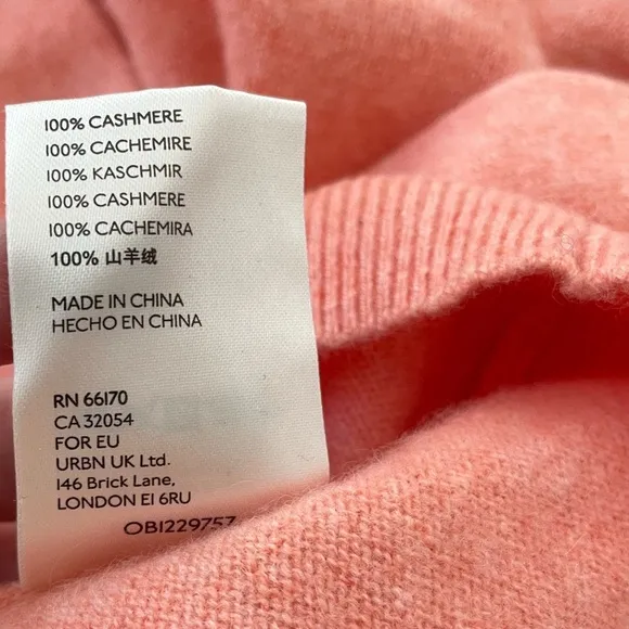 Anthropologie Pilcro Emmeline Boat-Neck100% Cashmere Sweater Size XS Coral 23