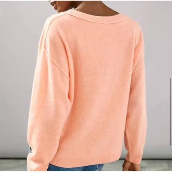 Anthropologie Pilcro Emmeline Boat-Neck100% Cashmere Sweater Size XS Coral 23