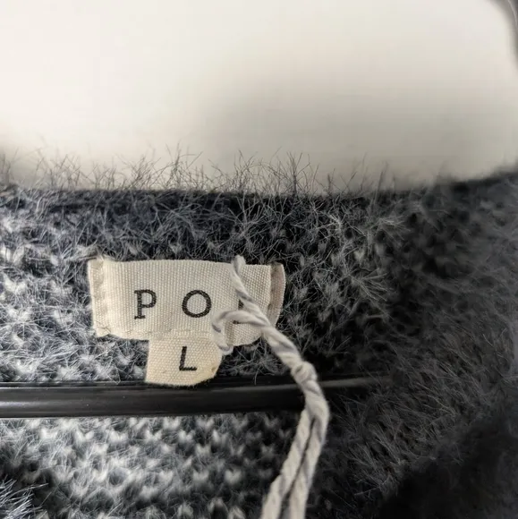 Anthropologie Pol oversize sweater fuzzy hair abstract wide sleeve boat neck