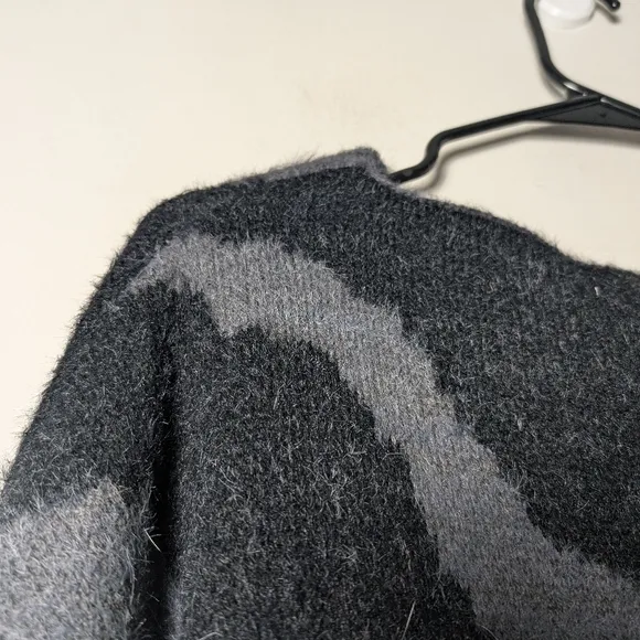 Anthropologie Pol oversize sweater fuzzy hair abstract wide sleeve boat neck