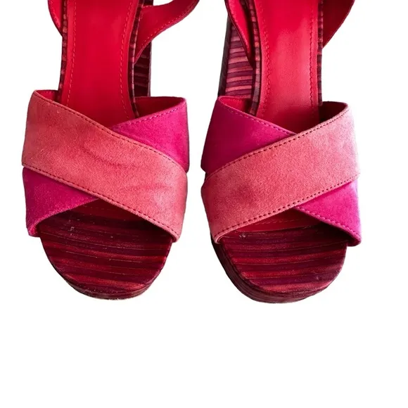 Anthropologie | Pour La Victoire Pink Yasminks Criss Cross Sandals Size 6.5