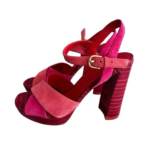 Anthropologie | Pour La Victoire Pink Yasminks Criss Cross Sandals Size 6.5