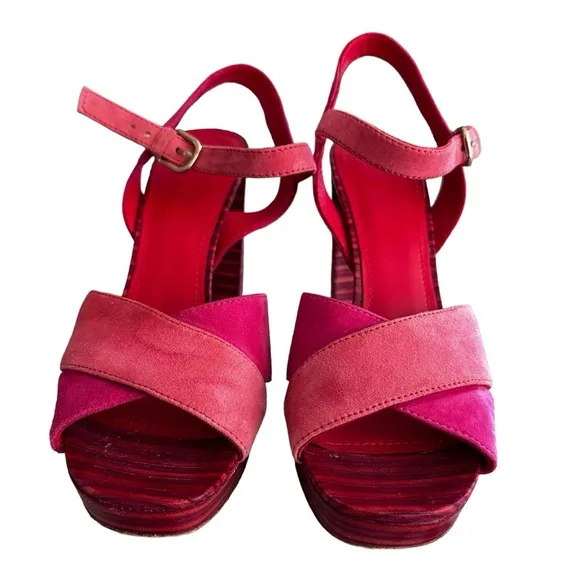 Anthropologie | Pour La Victoire Pink Yasminks Criss Cross Sandals Size 6.5