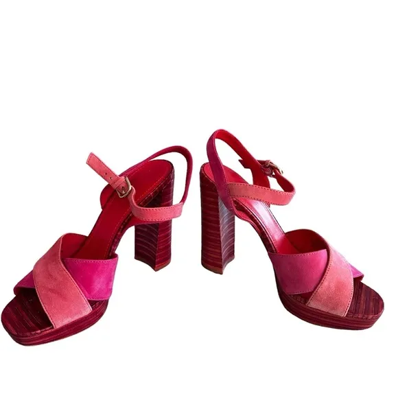Anthropologie | Pour La Victoire Pink Yasminks Criss Cross Sandals Size 6.5