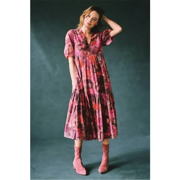 Anthropologie Samant Chauhan Clemencia Tiered Maxi Dress