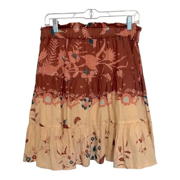Anthropologie Thessaly Tiered Floral Mini Skirt by Othilia Medium