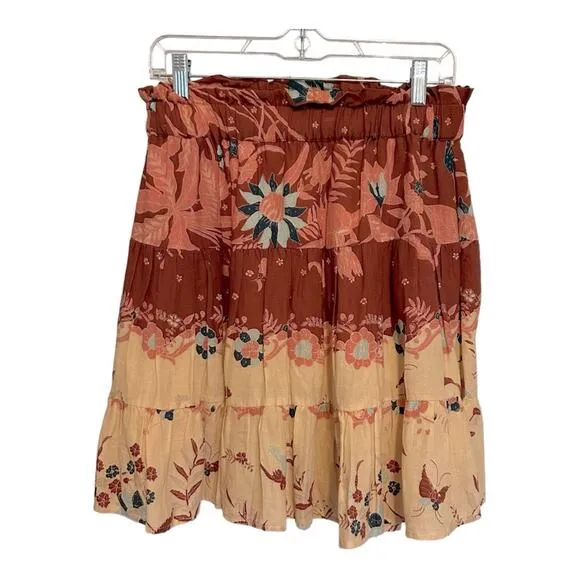 Anthropologie Thessaly Tiered Floral Mini Skirt by Othilia Medium