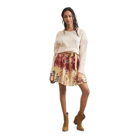 Anthropologie Thessaly Tiered Floral Mini Skirt by Othilia Medium