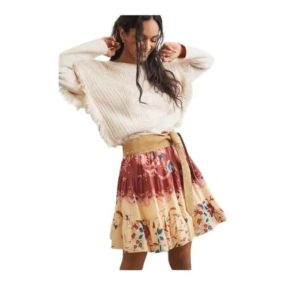 Anthropologie Thessaly Tiered Floral Mini Skirt by Othilia Medium