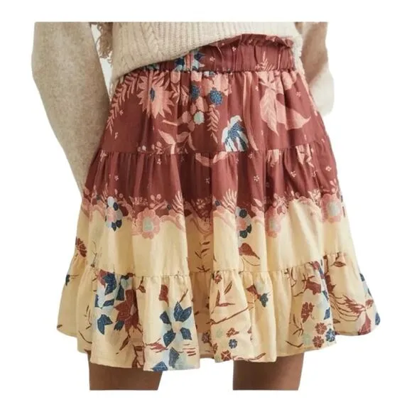Anthropologie Thessaly Tiered Floral Mini Skirt by Othilia Medium