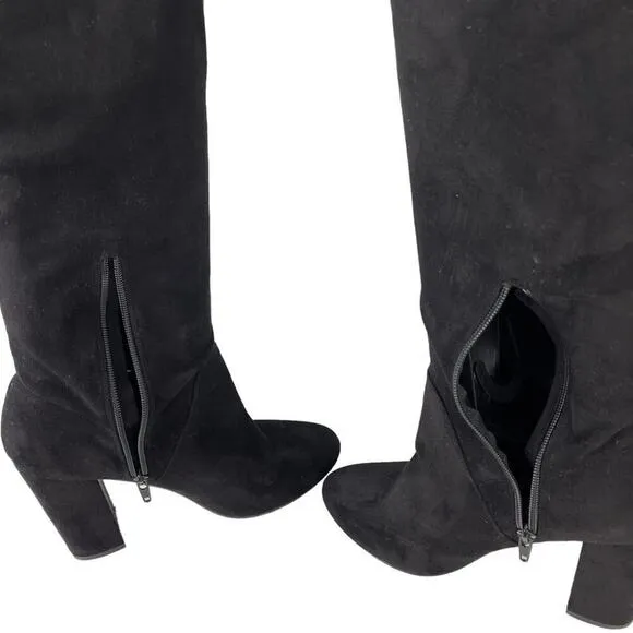 Anthropologie x Faryl Robin Sofia Vegan Suede Knee-High Black Heeled Boot 9