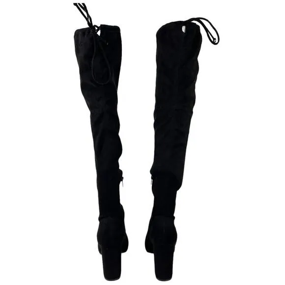 Anthropologie x Faryl Robin Sofia Vegan Suede Knee-High Black Heeled Boot 9