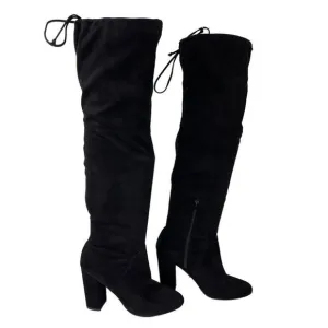 Anthropologie x Faryl Robin Sofia Vegan Suede Knee-High Black Heeled Boot 9