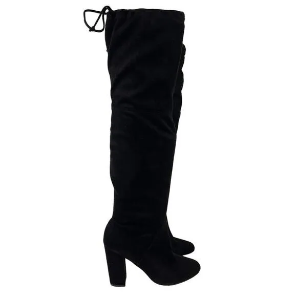 Anthropologie x Faryl Robin Sofia Vegan Suede Knee-High Black Heeled Boot 9