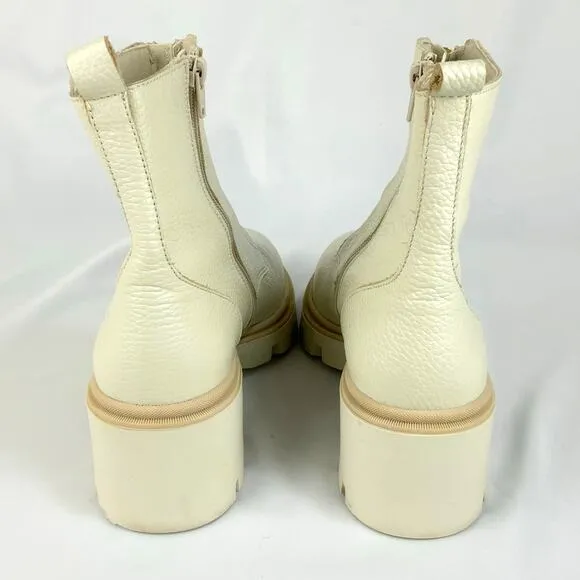Antonio De Faria Lola Platform Chunky Chelsea Boots Ivory Cream Women's Size 9.5