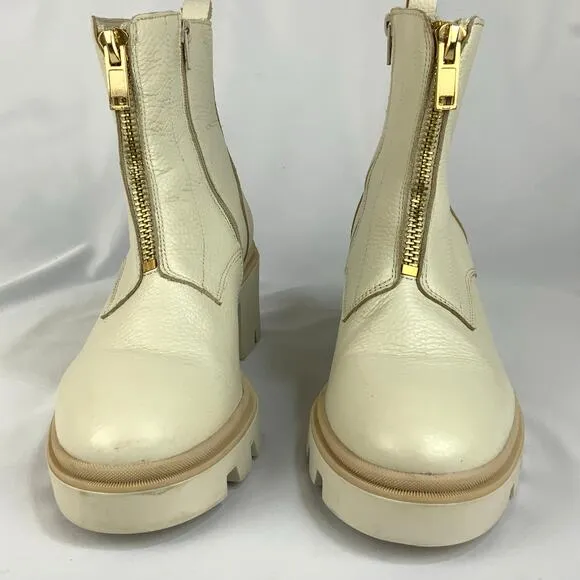 Antonio De Faria Lola Platform Chunky Chelsea Boots Ivory Cream Women's Size 9.5