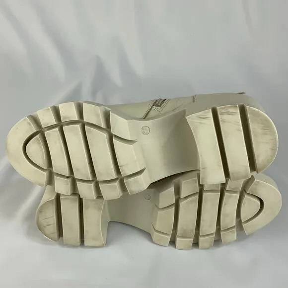 Antonio De Faria Lola Platform Chunky Chelsea Boots Ivory Cream Women's Size 9.5