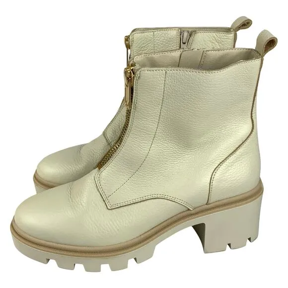 Antonio De Faria Lola Platform Chunky Chelsea Boots Ivory Cream Women's Size 9.5