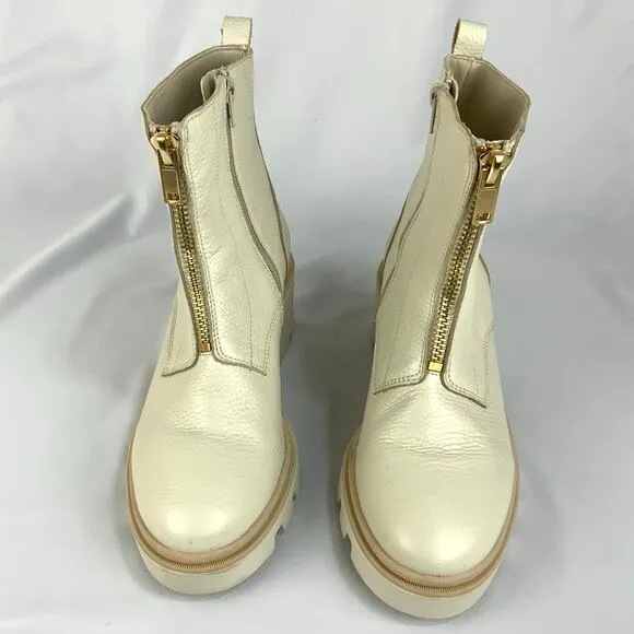Antonio De Faria Lola Platform Chunky Chelsea Boots Ivory Cream Women's Size 9.5