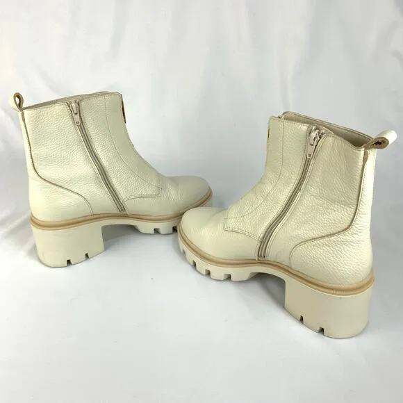 Antonio De Faria Lola Platform Chunky Chelsea Boots Ivory Cream Women's Size 9.5