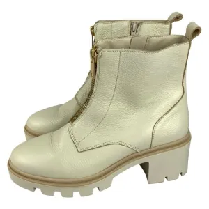 Antonio De Faria Lola Platform Chunky Chelsea Boots Ivory Cream Women's Size 9.5