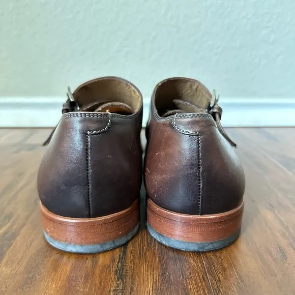 ANTONIO MAURIZI Cap Toe Double Monk Strap Shoes Cognac Leather Cognac