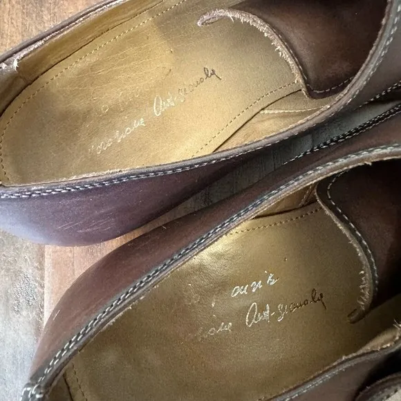 ANTONIO MAURIZI Cap Toe Double Monk Strap Shoes Cognac Leather Cognac