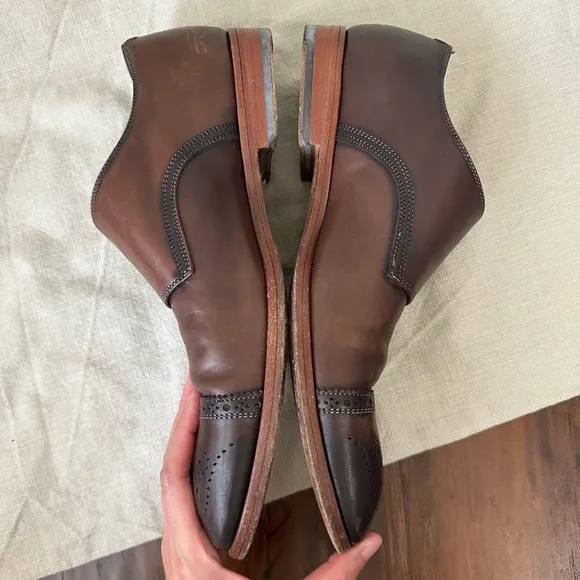 ANTONIO MAURIZI Cap Toe Double Monk Strap Shoes Cognac Leather Cognac