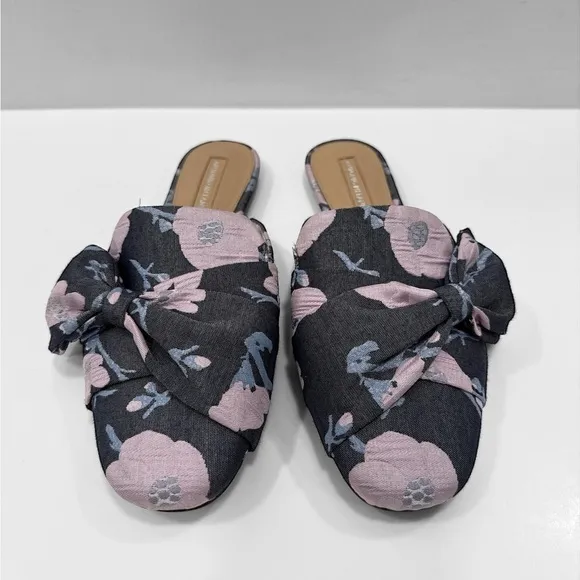 Antonio Melani Mohana Mules Blue Floral Slip-on Slides Shoes size 6.5