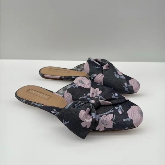 Antonio Melani Mohana Mules Blue Floral Slip-on Slides Shoes size 6.5