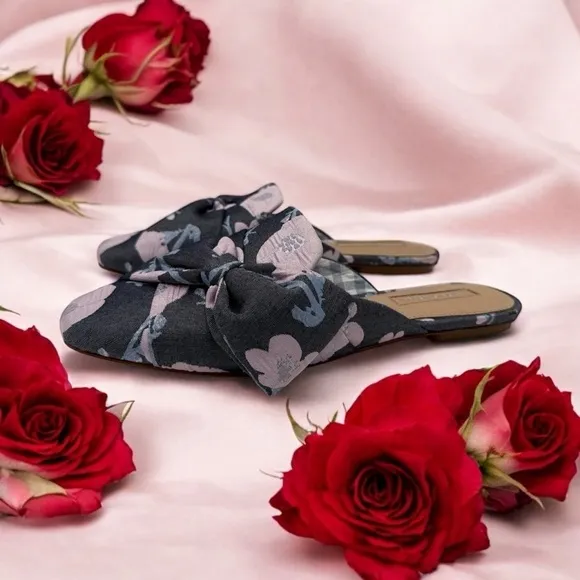 Antonio Melani Mohana Mules Blue Floral Slip-on Slides Shoes size 6.5