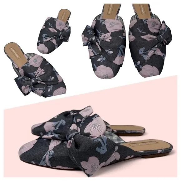 Antonio Melani Mohana Mules Blue Floral Slip-on Slides Shoes size 6.5