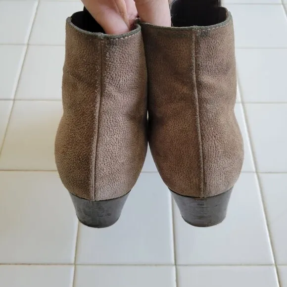 Aquatalia 7 Leather Gray Booties Shoes Faylynn Ankle Boots Side Zip