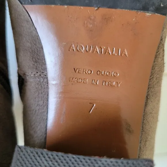 Aquatalia 7 Leather Gray Booties Shoes Faylynn Ankle Boots Side Zip