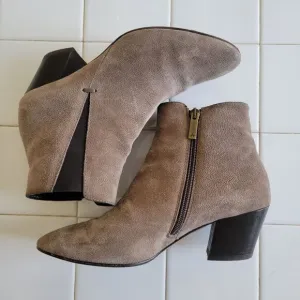 Aquatalia 7 Leather Gray Booties Shoes Faylynn Ankle Boots Side Zip