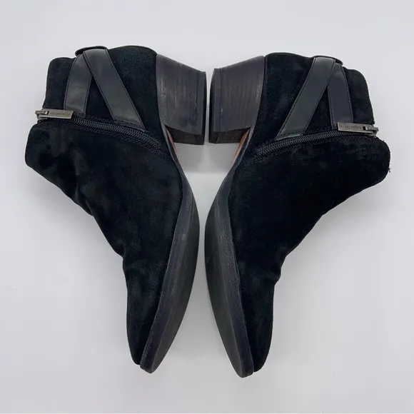 Aquatalia Black Suede Waterproof Farin Ankle Booties Boots Women Size 9 Italy