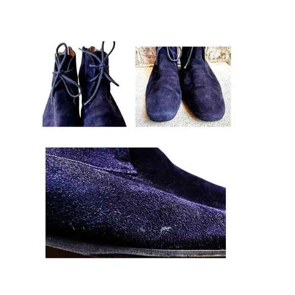 Aquatalia Blue Suede Chukka Boots Lace Up Ladies Sz 6 Italy Ankle Bootie…