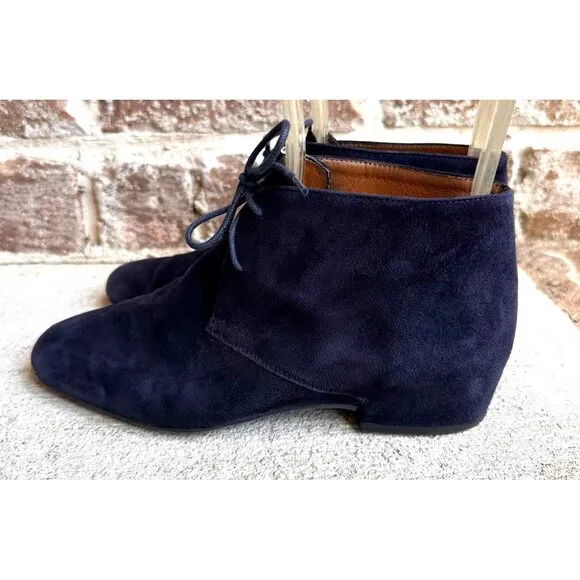 Aquatalia Blue Suede Chukka Boots Lace Up Ladies Sz 6 Italy Ankle Bootie…