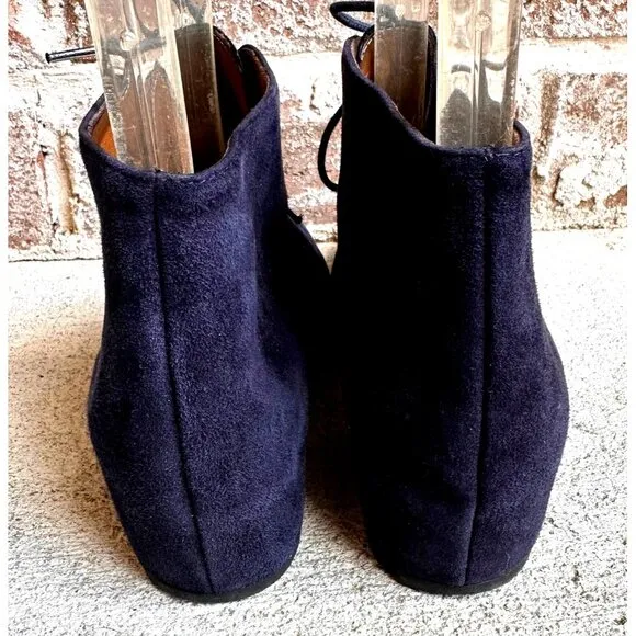 Aquatalia Blue Suede Chukka Boots Lace Up Ladies Sz 6 Italy Ankle Bootie…